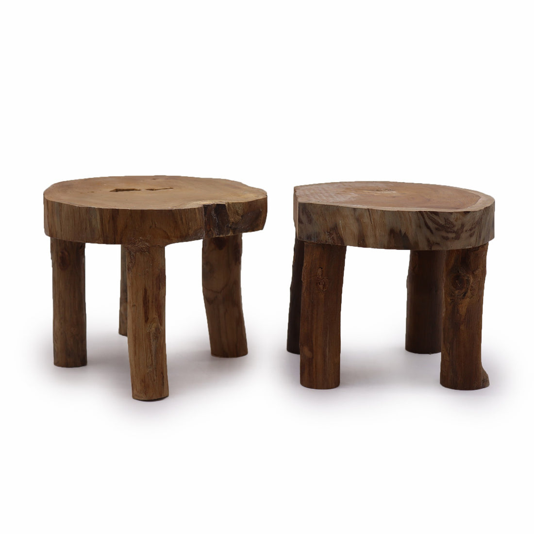 Juego de mesas auxiliares en madera de teca artesanal