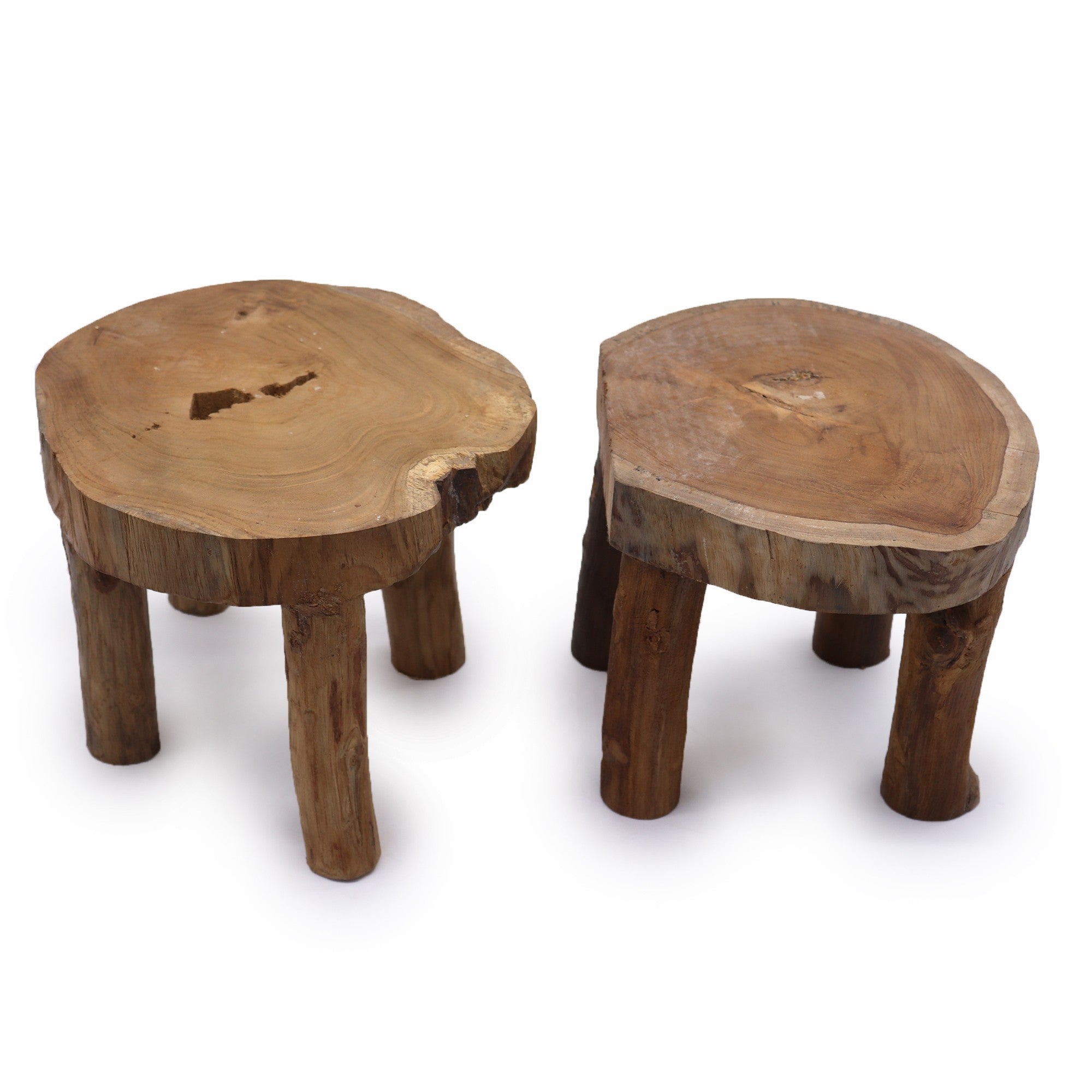 Juego de mesas auxiliares en madera de teca artesanal