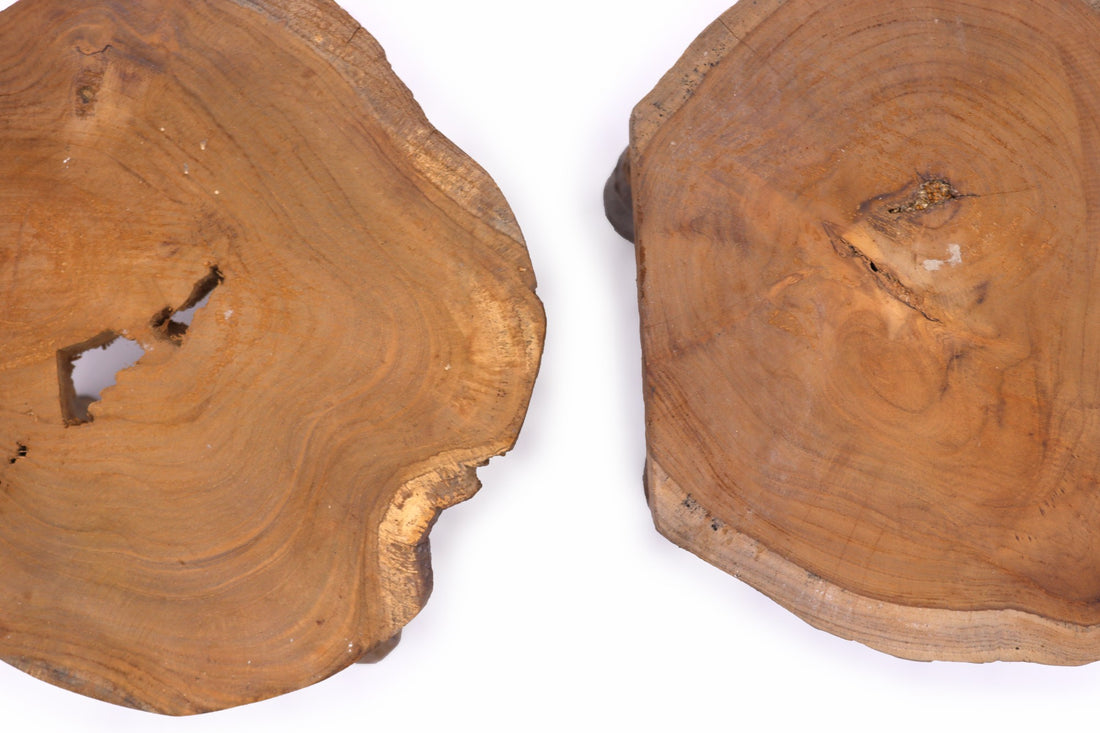 Juego de mesas auxiliares en madera de teca artesanal