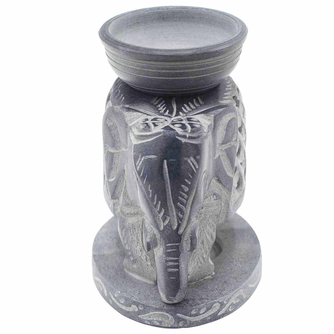 Quemador de aceite aromático en esteatita con diseño de elefante