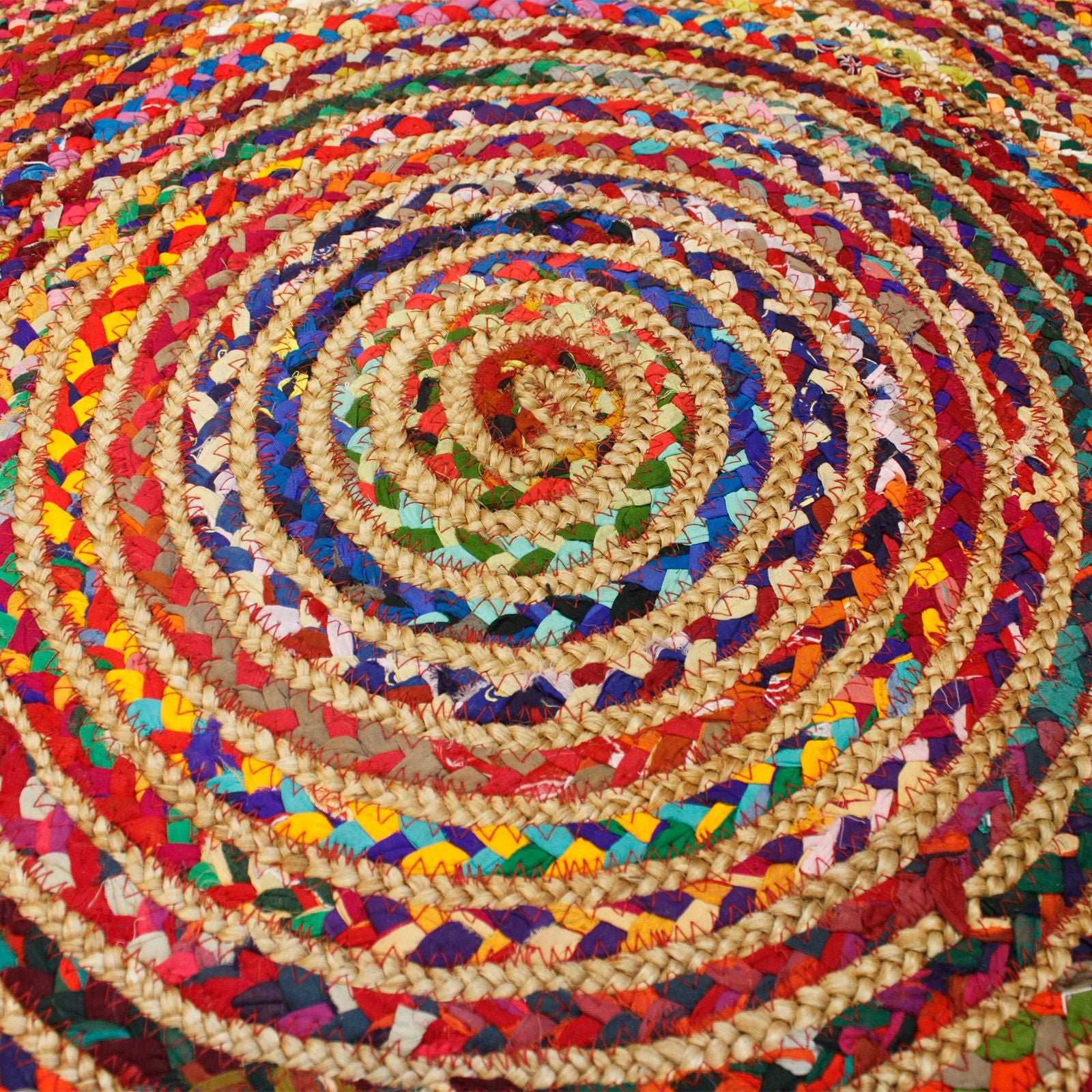 Alfombra Redonda de Yute y Algodón Reciclado - 120 cm