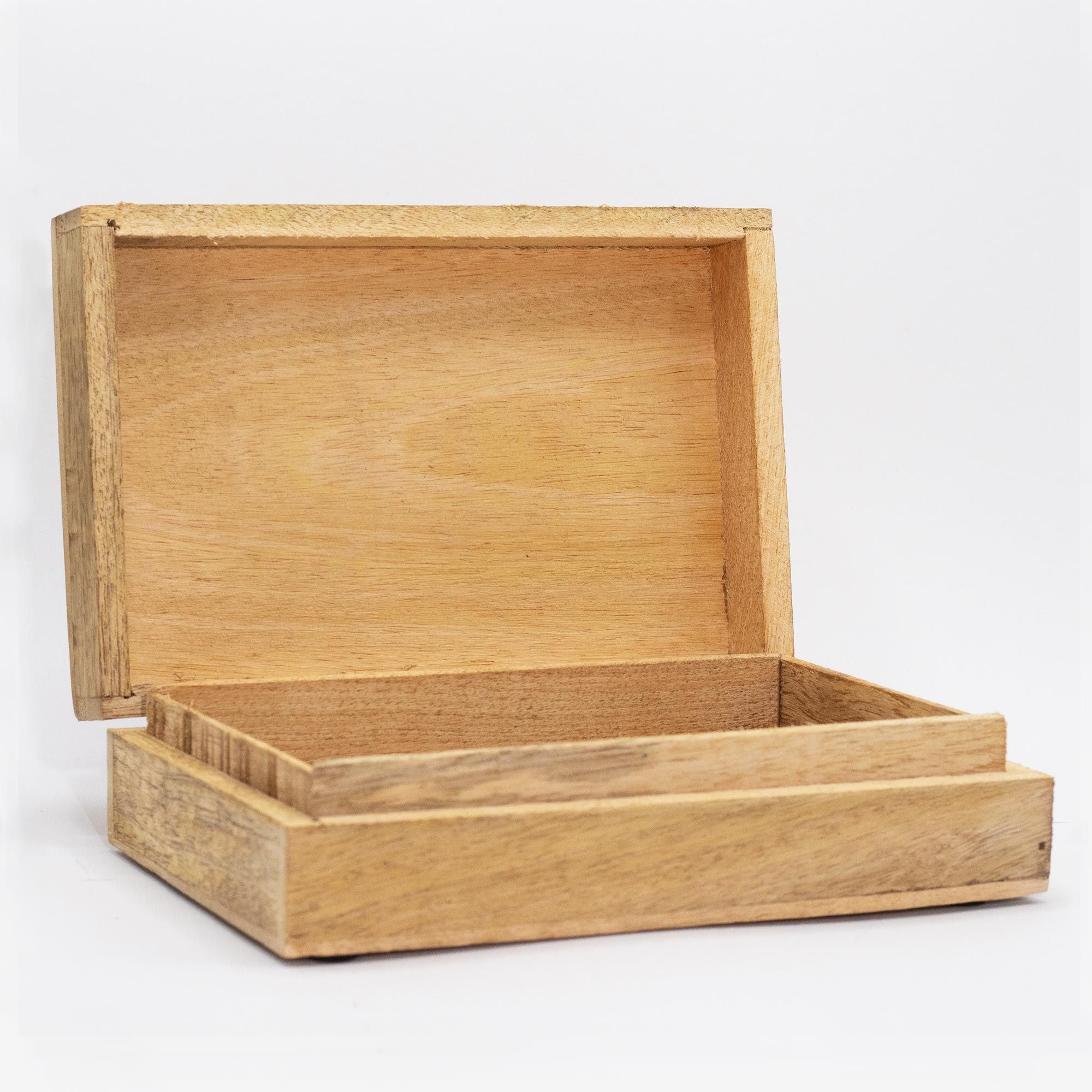 Caja rectangular grande 21.5x14x6.3cm - Cara de Buda Negra