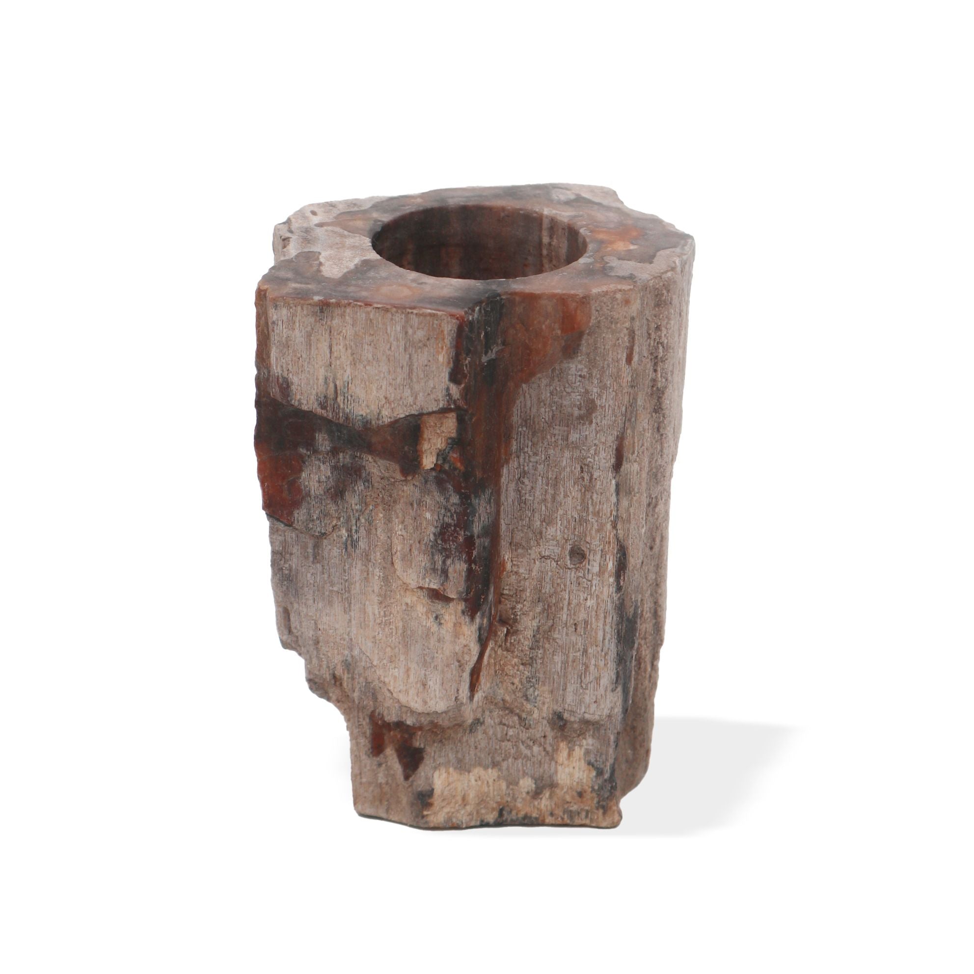 Portavelas de madera petrificada - Soltero alto