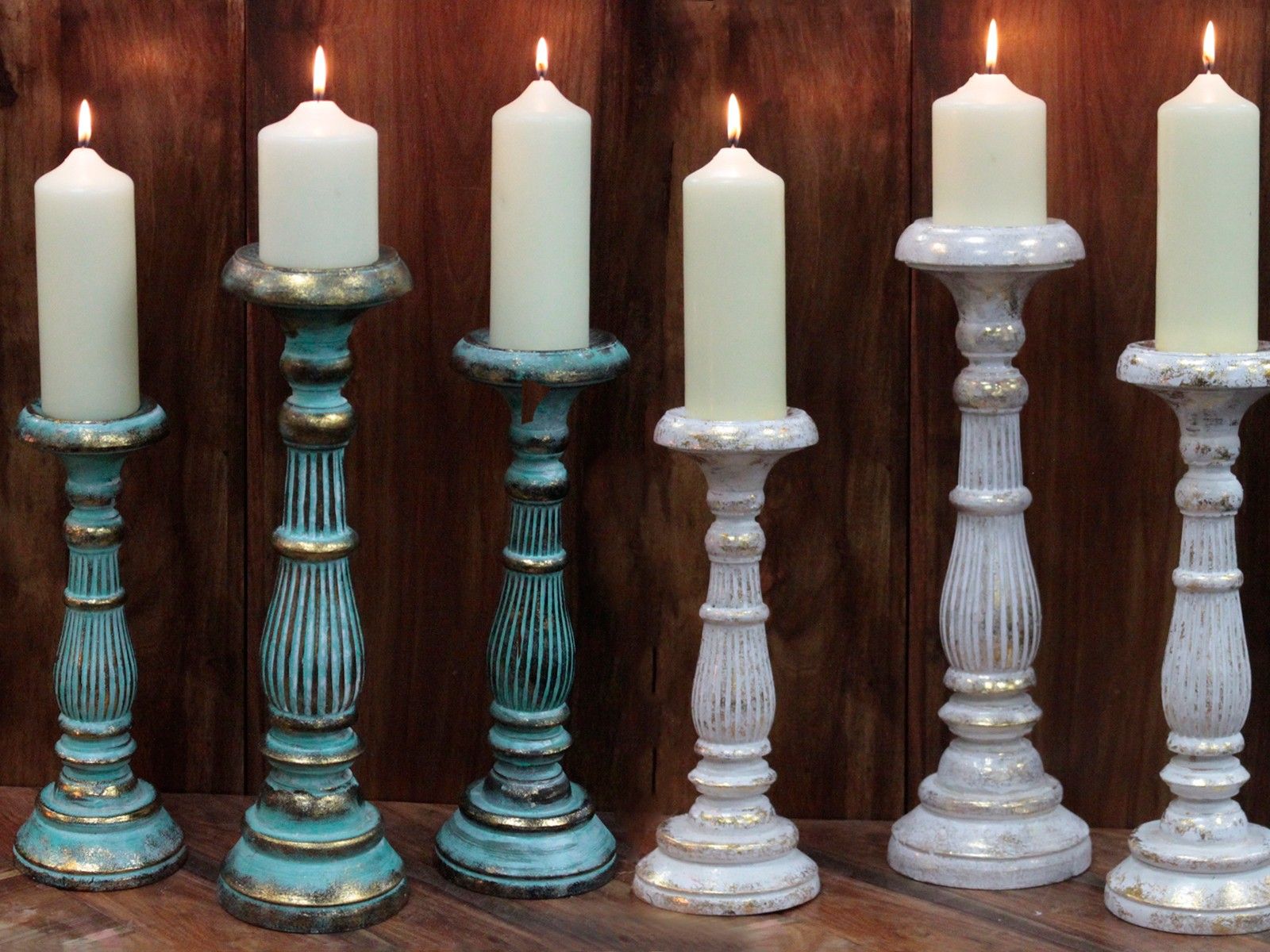 Soporte de velas medianas - Turquois Gold
